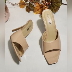 Fashion Nova Tan Block Heel Heels